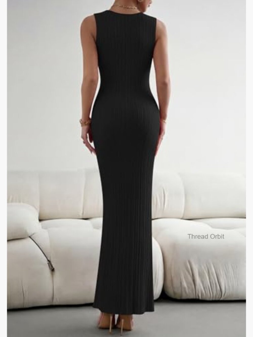 Sleeveless Maxi Bodycon Dress Ribbed Knit Casual Summer Wedding Guest - Picture 4 of 7